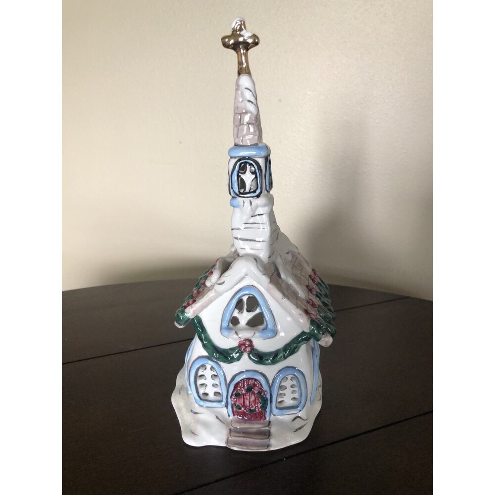 Blue Sky Clay works Heather Goldminc 2009 Church Tealight Candle Holder